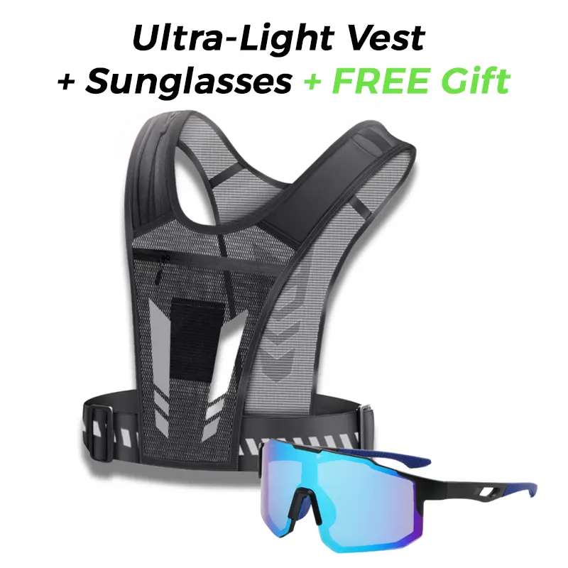 Chaleco ultraligero + gafas de sol deportivas con protección UV