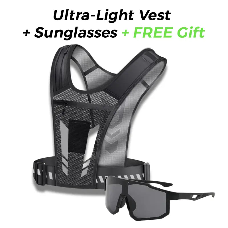 Chaleco ultraligero + gafas de sol deportivas con protección UV