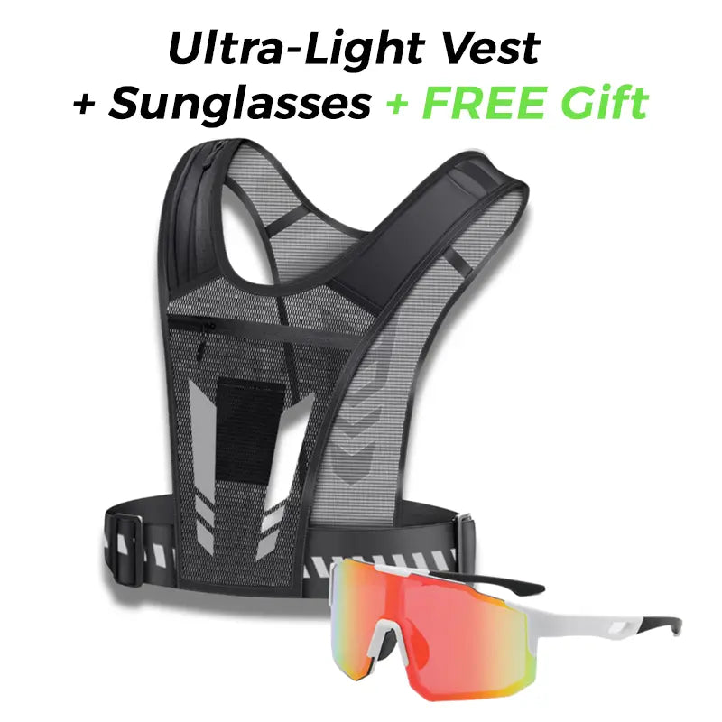 Chaleco ultraligero + gafas de sol deportivas con protección UV