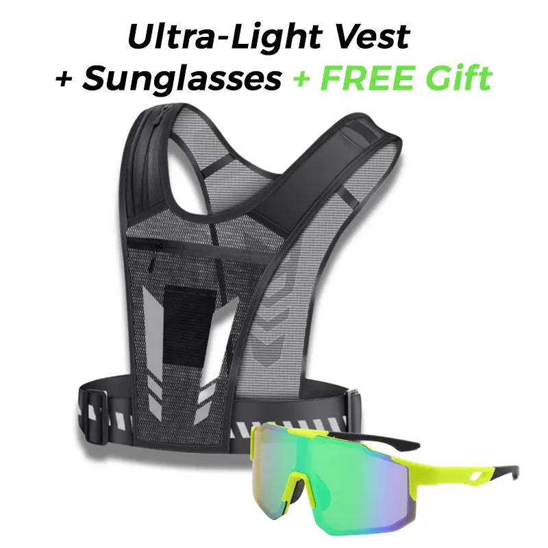 Chaleco ultraligero + gafas de sol deportivas con protección UV