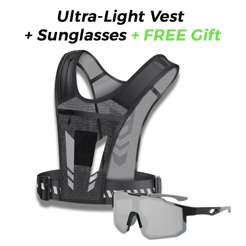 Chaleco ultraligero + gafas de sol deportivas con protección UV